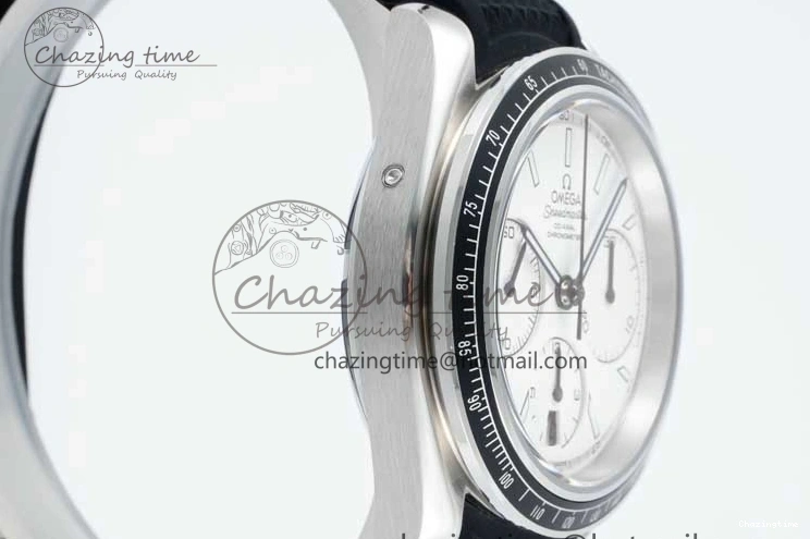 0111 Breathable Speedmaster Racing Master SS HKF Best Edition White Dial on Black Rubber Strap A 7815